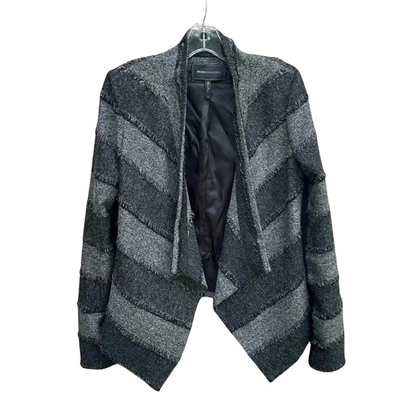 Aubree Two-Tone Monochrome Open Front Gray Black Blazer-Size Small - Picture 1 of 7